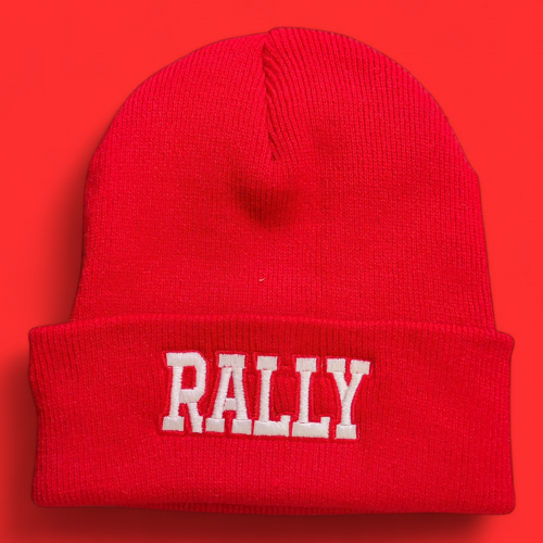 RALLY kötött visszahajtott gyerek sapka, piros